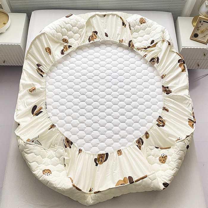 91家纺网 家纺一手货源 找家纺 九亭家纺 2024新款A类抗菌全棉夹棉防水床笠 防水-饼干狗