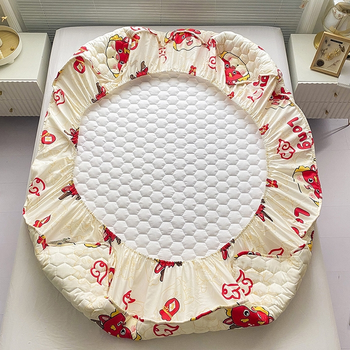 91家纺网 家纺一手货源 找家纺 九亭家纺 2024新款A类抗菌全棉夹棉防水床笠 防水-吉祥龙