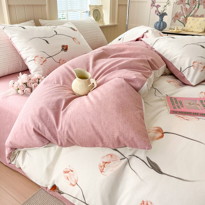 91家纺网 家纺一手货源 找家纺 优彩 2025新款花花系列13372全棉四件套 若兰