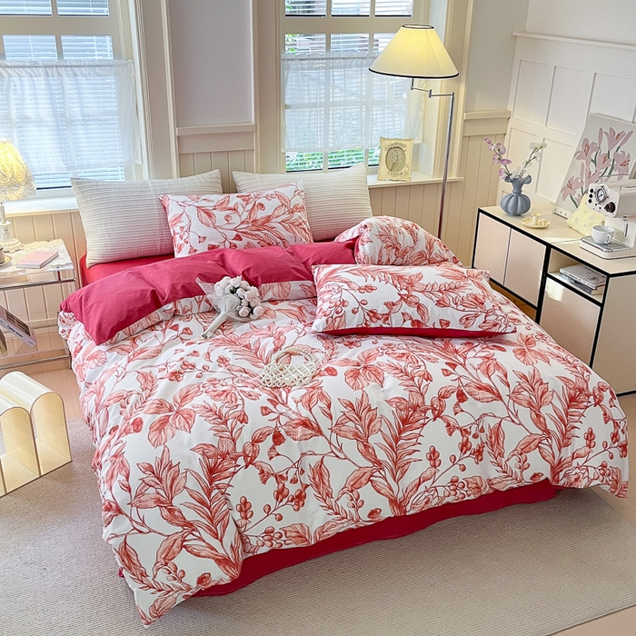 91家纺网 家纺一手货源 找家纺 优彩 2025新款花花系列13372全棉四件套 莉莉安