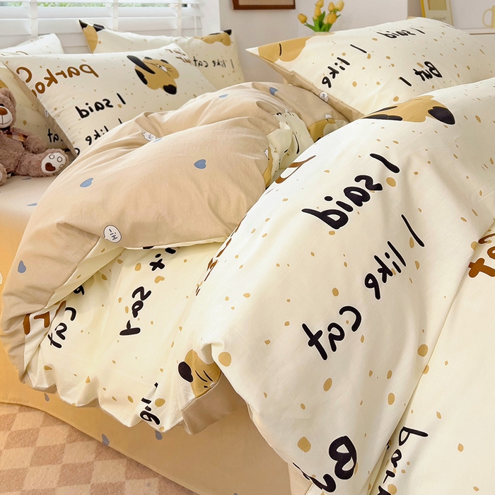 91家纺网 家纺一手货源 找家纺 西引力 2024新款全棉卡通印花单被套 大脸猫