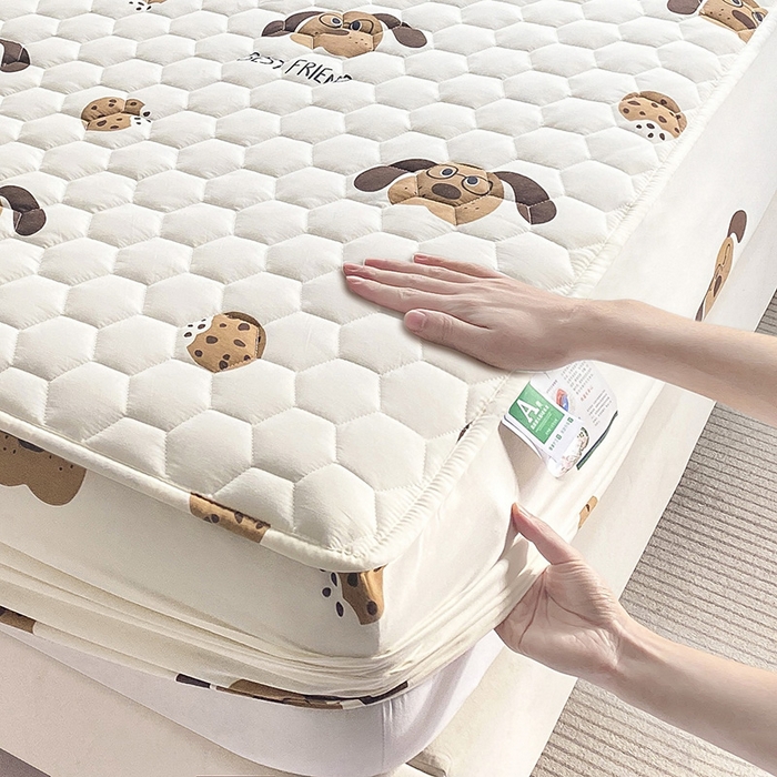 91家纺网 家纺一手货源 找家纺 九亭家纺 2024新款A类抗菌全棉夹棉防水床笠 防水-饼干狗