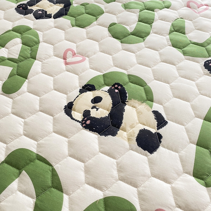 91家纺网 家纺一手货源 找家纺 九亭家纺 2024新款A类抗菌全棉夹棉防水床笠 防水款_字母熊猫