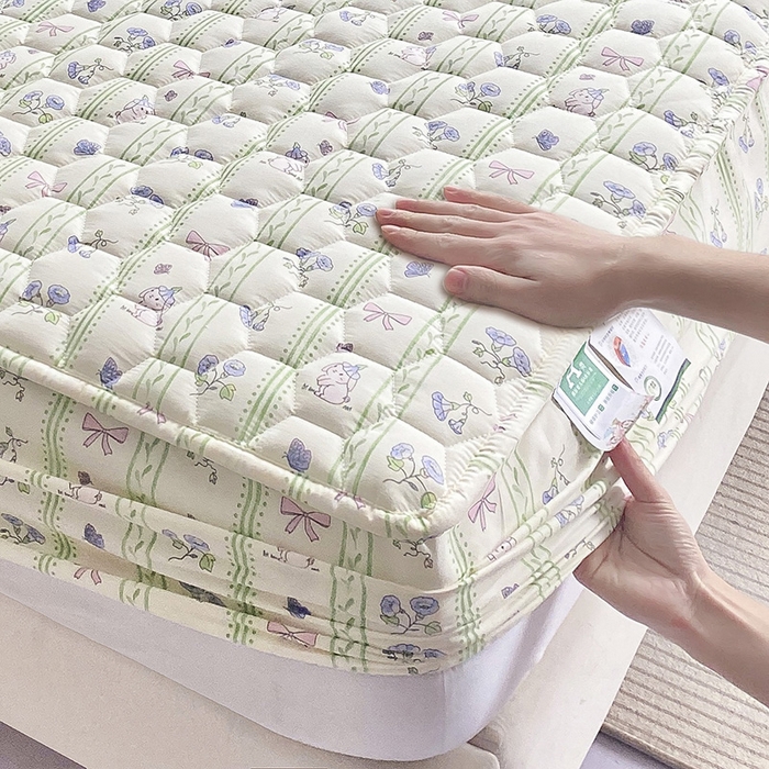 91家纺网 家纺一手货源 找家纺 九亭家纺 2024新款A类抗菌全棉夹棉防水床笠 防水-蝴蝶结