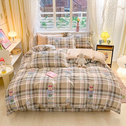 91家纺网 家纺一手货源 找家纺 （总）铭成家纺 2024新款新疆棉喷气印花小清新系列四件套