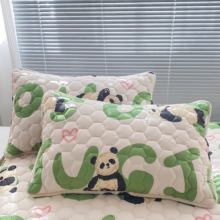 91家纺网 家纺一手货源 找家纺 九亭家纺 2024新款A类抗菌全棉夹棉防水床笠 防水款_字母熊猫