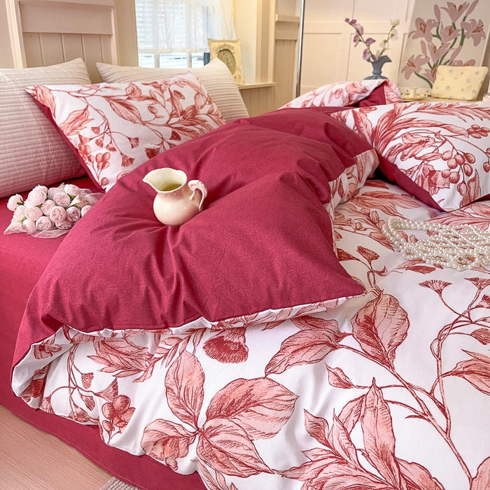 91家纺网 家纺一手货源 找家纺 优彩 2025新款花花系列13372全棉四件套 莉莉安