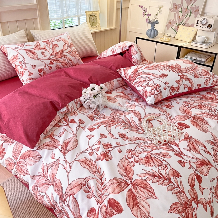 91家纺网 家纺一手货源 找家纺 优彩 2025新款花花系列13372全棉四件套 莉莉安