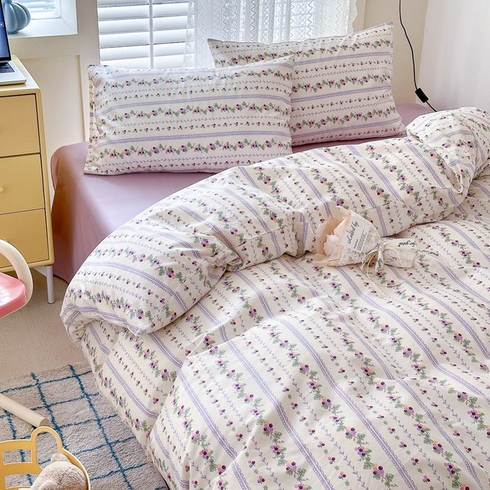 91家纺网 家纺一手货源 找家纺 优彩 2025新款花花系列13372全棉四件套 小葡萄