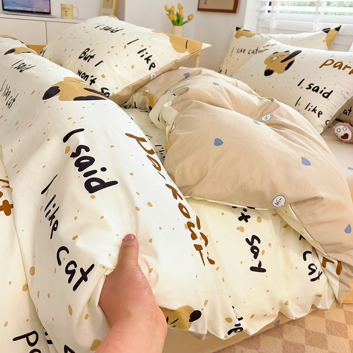 91家纺网 家纺一手货源 找家纺 西引力 2024新款全棉卡通印花单被套 大脸猫