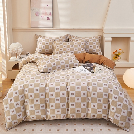 雲归梦 2023新款全棉AB版加厚四件套 伽罗 咖