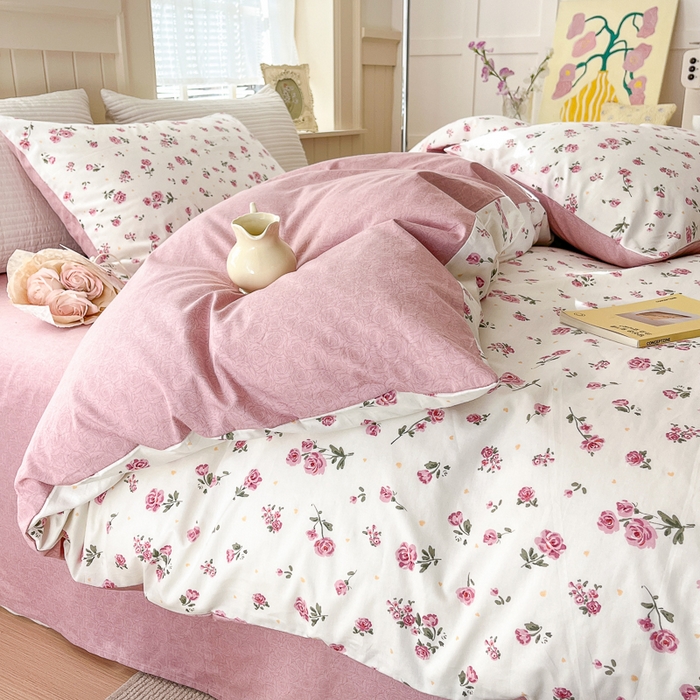 91家纺网 家纺一手货源 找家纺 优彩 2025新款花花系列13372全棉四件套 小玫瑰