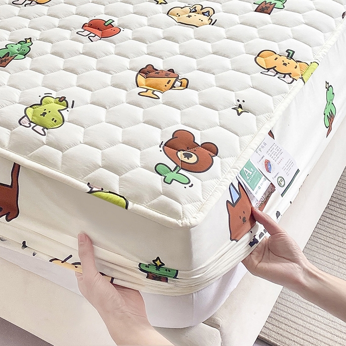 91家纺网 家纺一手货源 找家纺 九亭家纺 2024新款A类抗菌全棉夹棉防水床笠 防水-欢乐家族