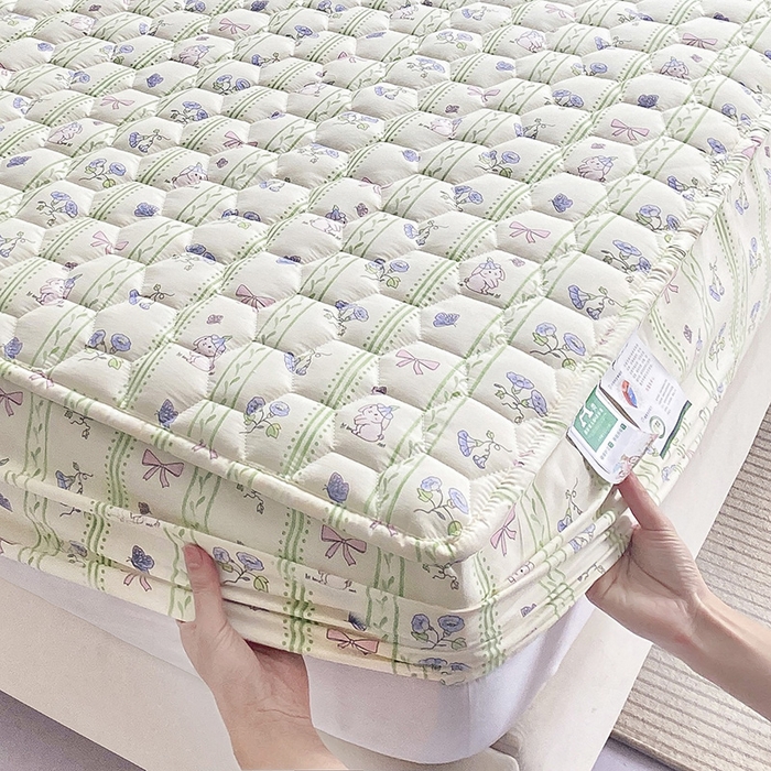 91家纺网 家纺一手货源 找家纺 九亭家纺 2024新款A类抗菌全棉夹棉防水床笠 防水-蝴蝶结