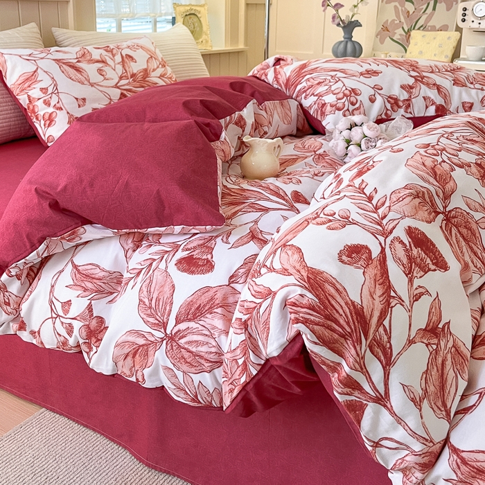 91家纺网 家纺一手货源 找家纺 优彩 2025新款花花系列13372全棉四件套 莉莉安