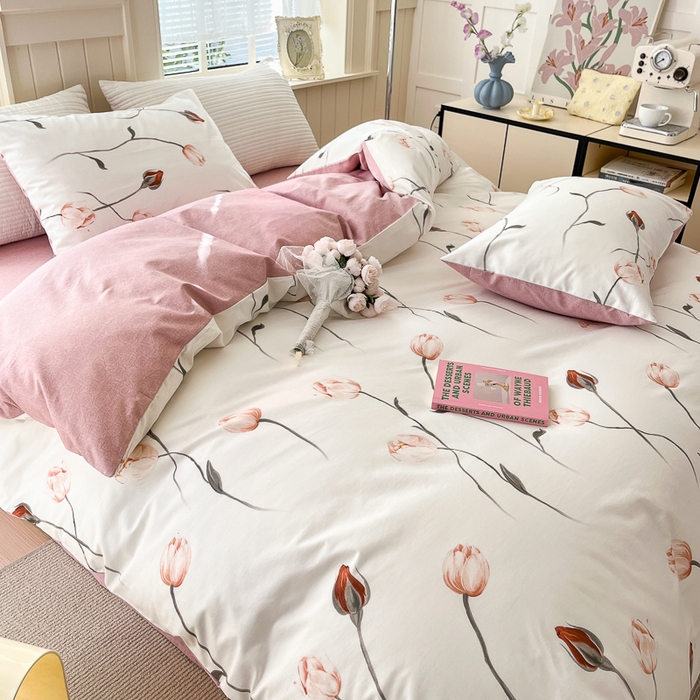 91家纺网 家纺一手货源 找家纺 优彩 2025新款花花系列13372全棉四件套 若兰