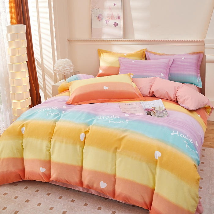 91家纺网 家纺一手货源 找家纺 雲归梦 2023新款全棉AB版加厚四件套 霓彩 桔