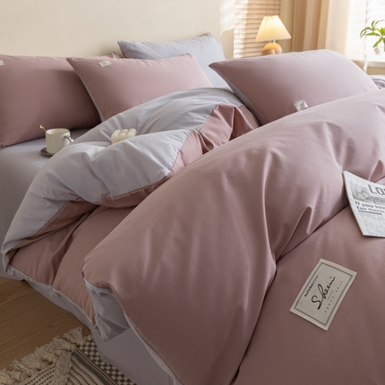 ab家纺 2024新款40支全棉双拼四件套 豆沙香芋紫
