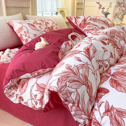 91家纺网 家纺一手货源 找家纺 优彩 2025新款花花系列13372全棉四件套 莉莉安