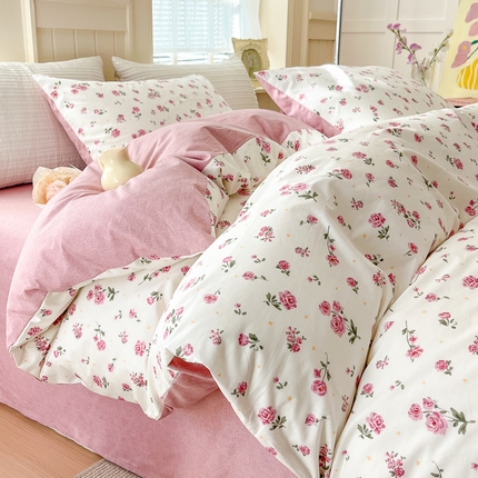 91家纺网 家纺一手货源 找家纺 优彩 2025新款花花系列13372全棉四件套 小玫瑰