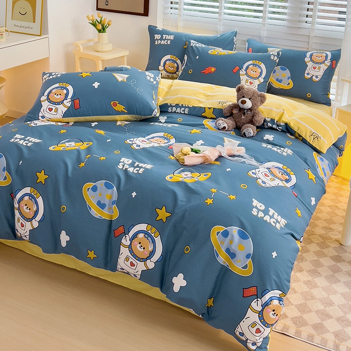 91家纺网 家纺一手货源 找家纺 西引力 2024新款全棉卡通印花单被套 宇航员