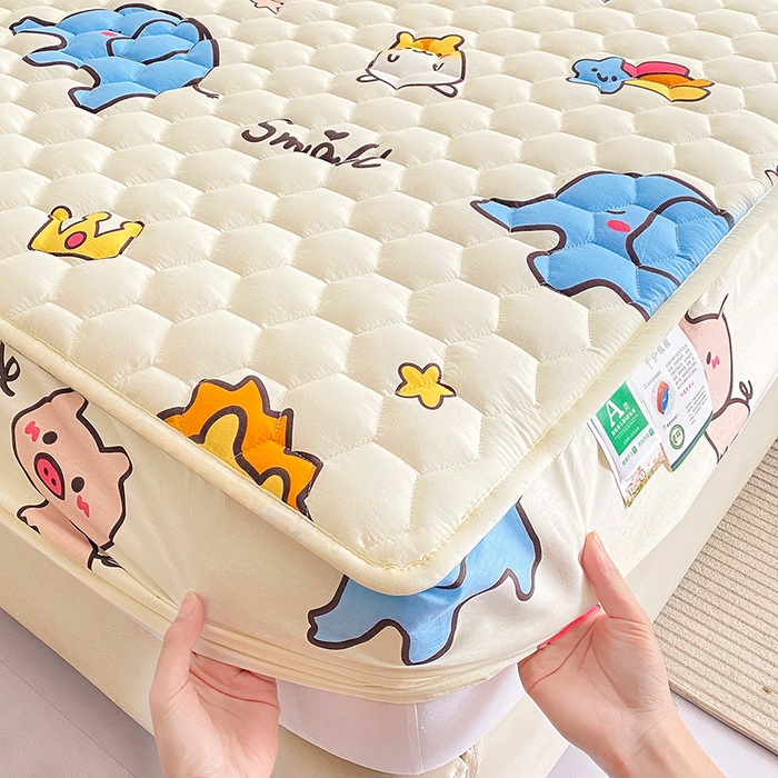 91家纺网 家纺一手货源 找家纺 九亭家纺 2024新款A类抗菌全棉夹棉防水床笠 防水-动物园