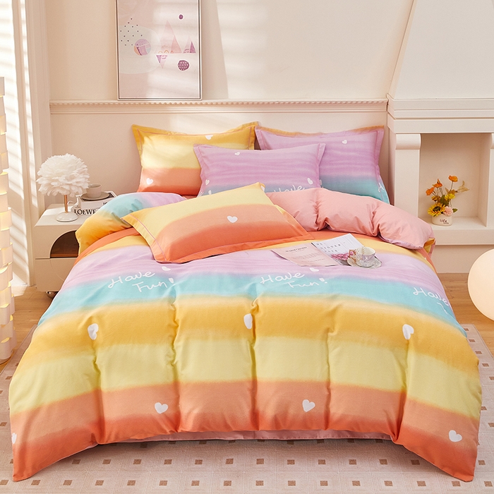 91家纺网 家纺一手货源 找家纺 雲归梦 2023新款全棉AB版加厚四件套 霓彩 桔