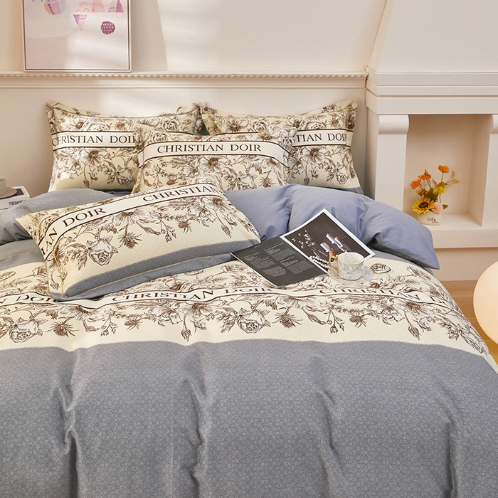 91家纺网 家纺一手货源 找家纺 雲归梦 2023新款全棉AB版加厚四件套 赫本 灰