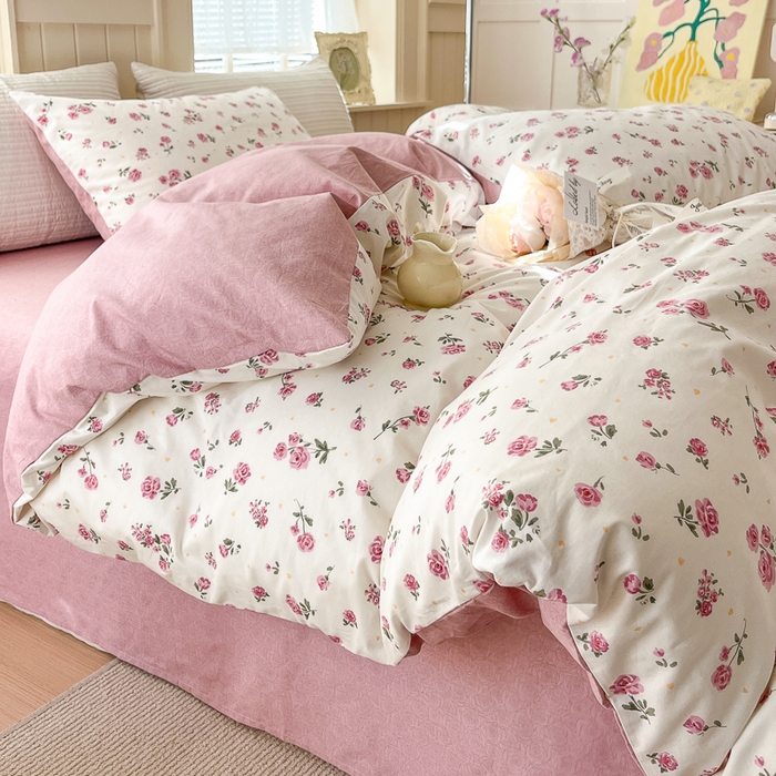 91家纺网 家纺一手货源 找家纺 优彩 2025新款花花系列13372全棉四件套 小玫瑰