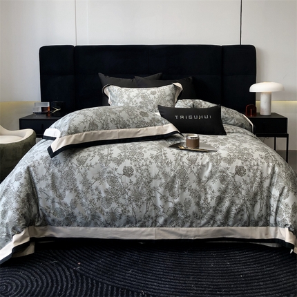 太古汇家居 2024新款活性数码印花四件套-华尔兹系列 华尔兹-灰绿