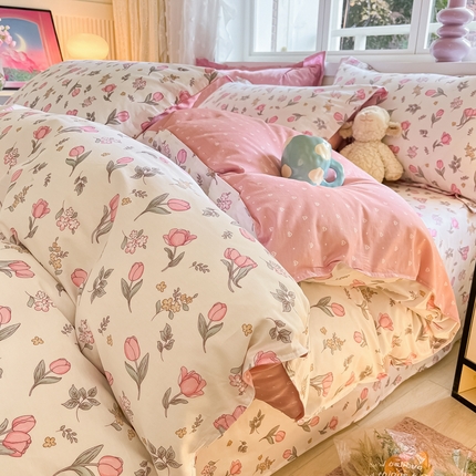 91家纺网 家纺一手货源 找家纺 （总）铭成家纺 2024新款新疆棉喷气印花小清新系列单被套