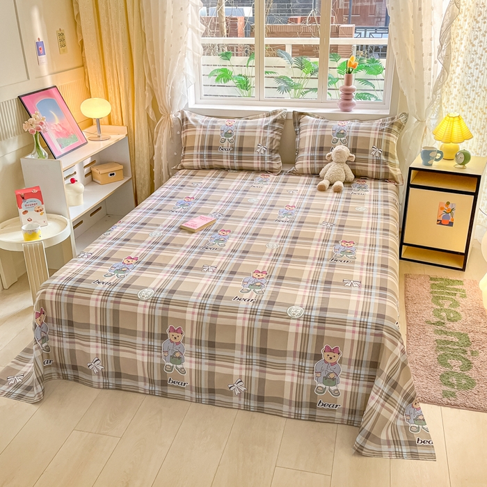 91家纺网 家纺一手货源 找家纺 铭成家纺 2024新款新疆棉喷气印花小清新系列单床单 沫沫小姐