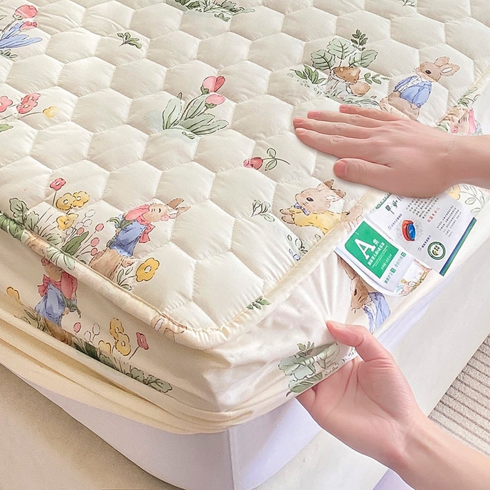 91家纺网 家纺一手货源 找家纺 九亭家纺 2024新款A类抗菌全棉夹棉防水床笠 防水-蘑菇屋