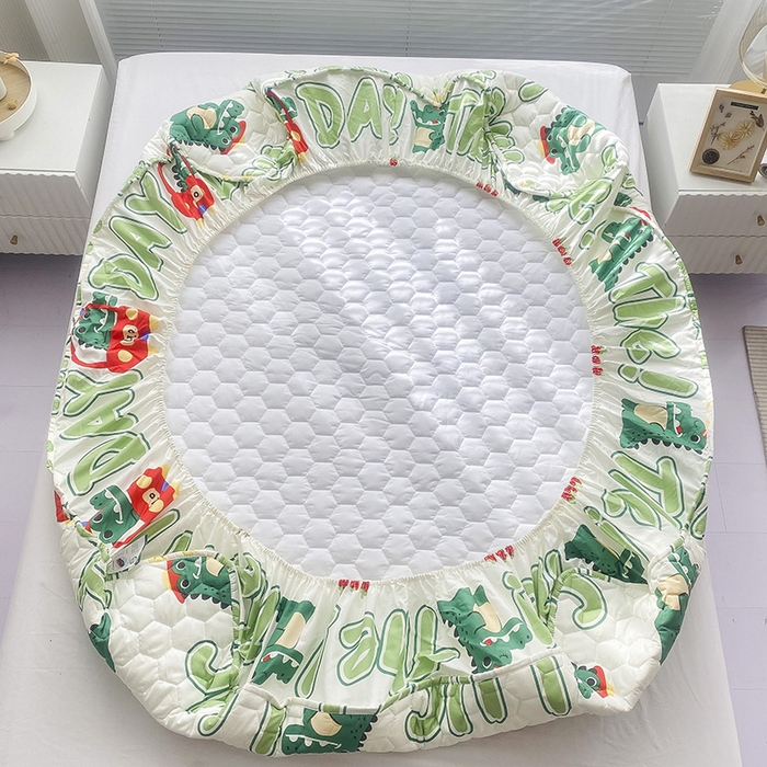 91家纺网 家纺一手货源 找家纺 九亭家纺 2024新款A类抗菌全棉夹棉防水床笠 防水款-鳄鱼日记