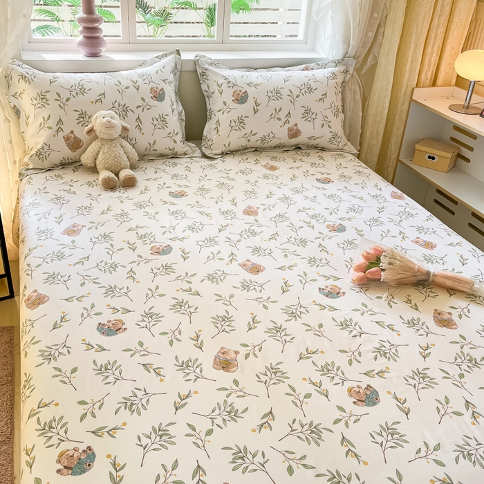 91家纺网 家纺一手货源 找家纺 铭成家纺 2024新款新疆棉喷气印花小清新系列单床单 丛林意趣