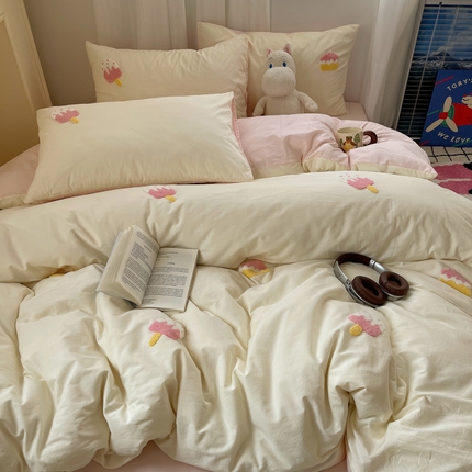 91家纺网 家纺一手货源 找家纺 （总）红嘴企鹅 2025新款全棉卡通毛巾绣四件套