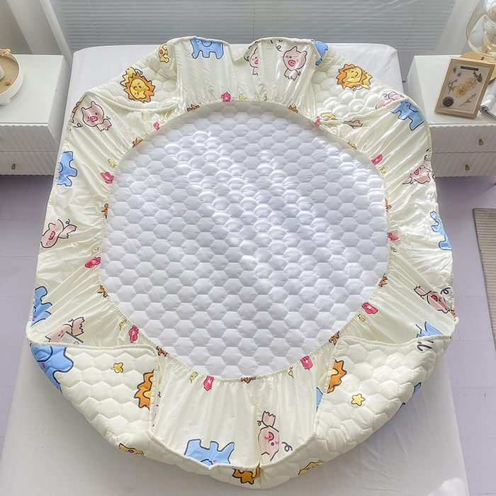 91家纺网 家纺一手货源 找家纺 九亭家纺 2024新款A类抗菌全棉夹棉防水床笠 防水-动物园