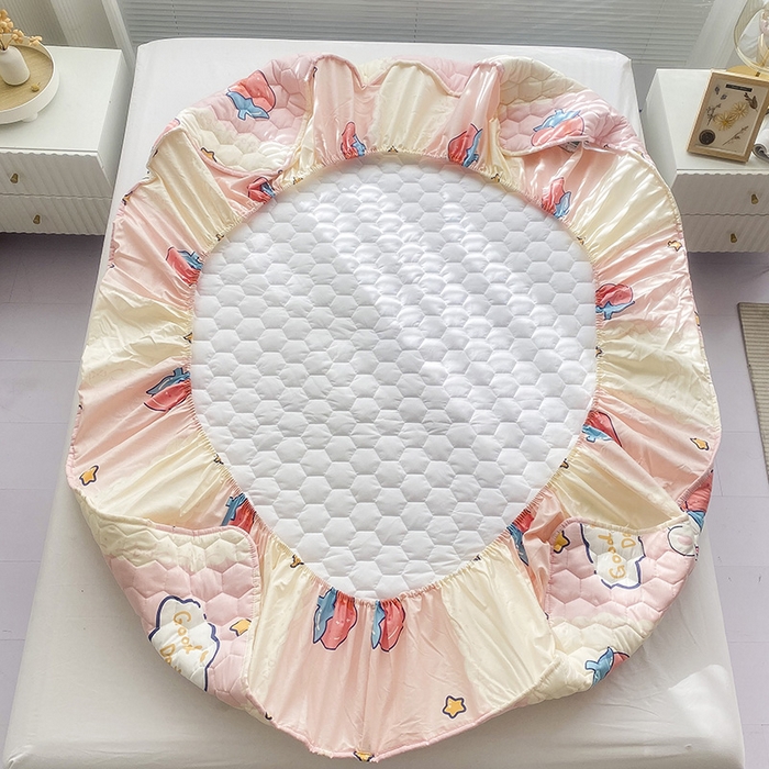 91家纺网 家纺一手货源 找家纺 九亭家纺 2024新款A类抗菌全棉夹棉防水床笠 防水-草莓萌兔