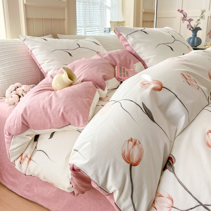 91家纺网 家纺一手货源 找家纺 优彩 2025新款花花系列13372全棉四件套 若兰