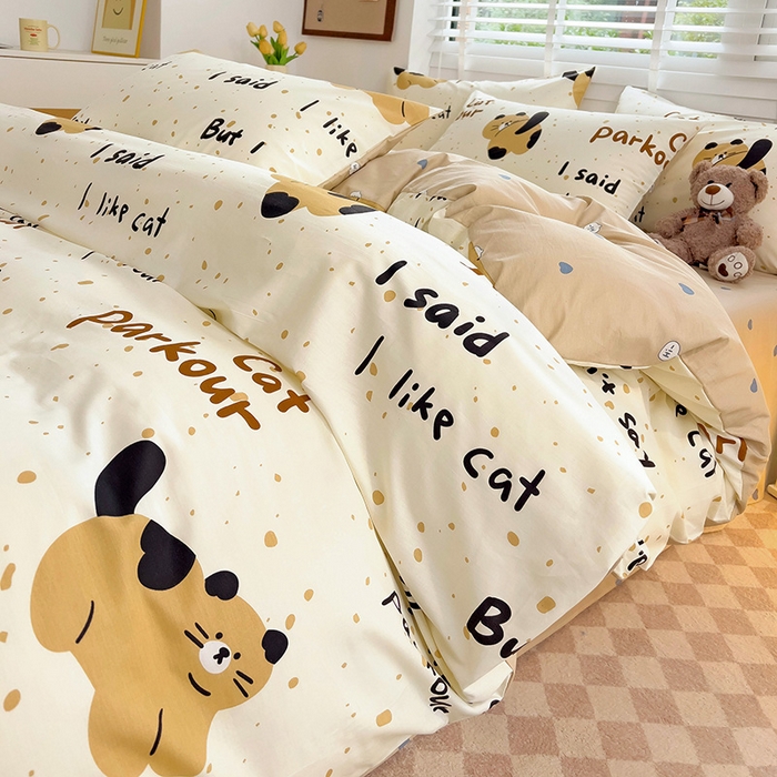 91家纺网 家纺一手货源 找家纺 西引力 2024新款全棉卡通印花单被套 大脸猫