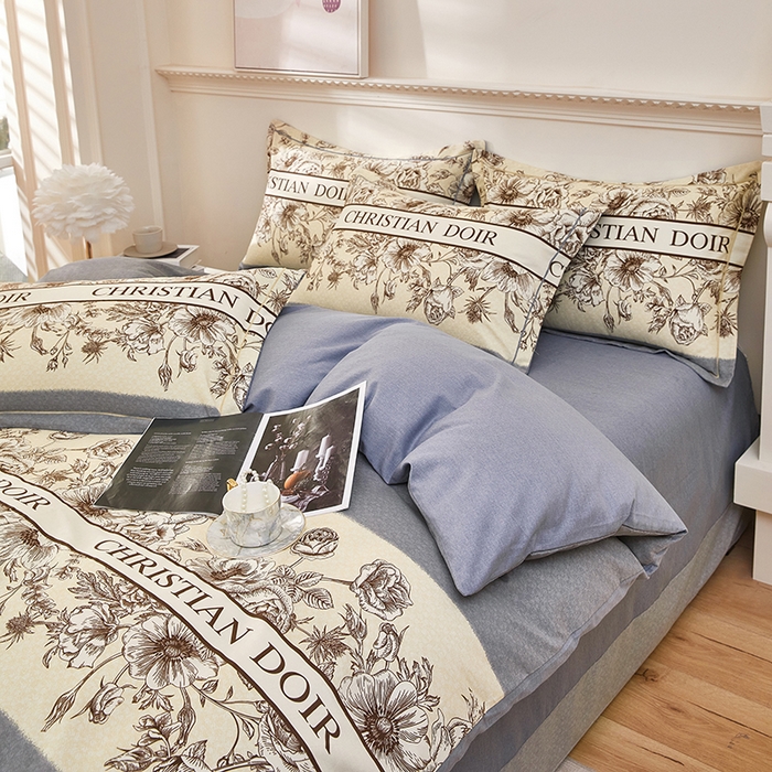 91家纺网 家纺一手货源 找家纺 雲归梦 2023新款全棉AB版加厚四件套 赫本 灰