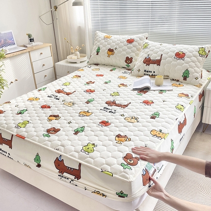 九亭家纺 2024新款A类抗菌全棉夹棉防水床笠 防水-欢乐家族
