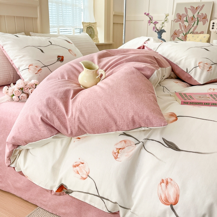 91家纺网 家纺一手货源 找家纺 优彩 2025新款花花系列13372全棉四件套 若兰