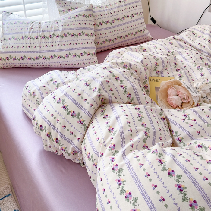 91家纺网 家纺一手货源 找家纺 优彩 2025新款花花系列13372全棉四件套 小葡萄