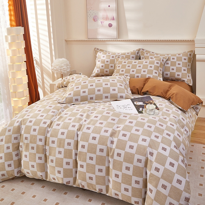 91家纺网 家纺一手货源 找家纺 雲归梦 2023新款全棉AB版加厚四件套 伽罗 咖