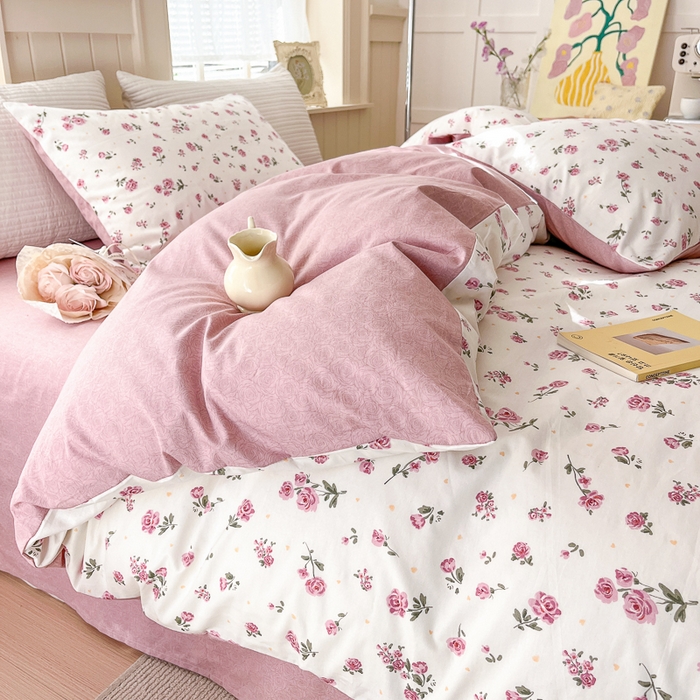 91家纺网 家纺一手货源 找家纺 优彩 2025新款花花系列13372全棉四件套 小玫瑰