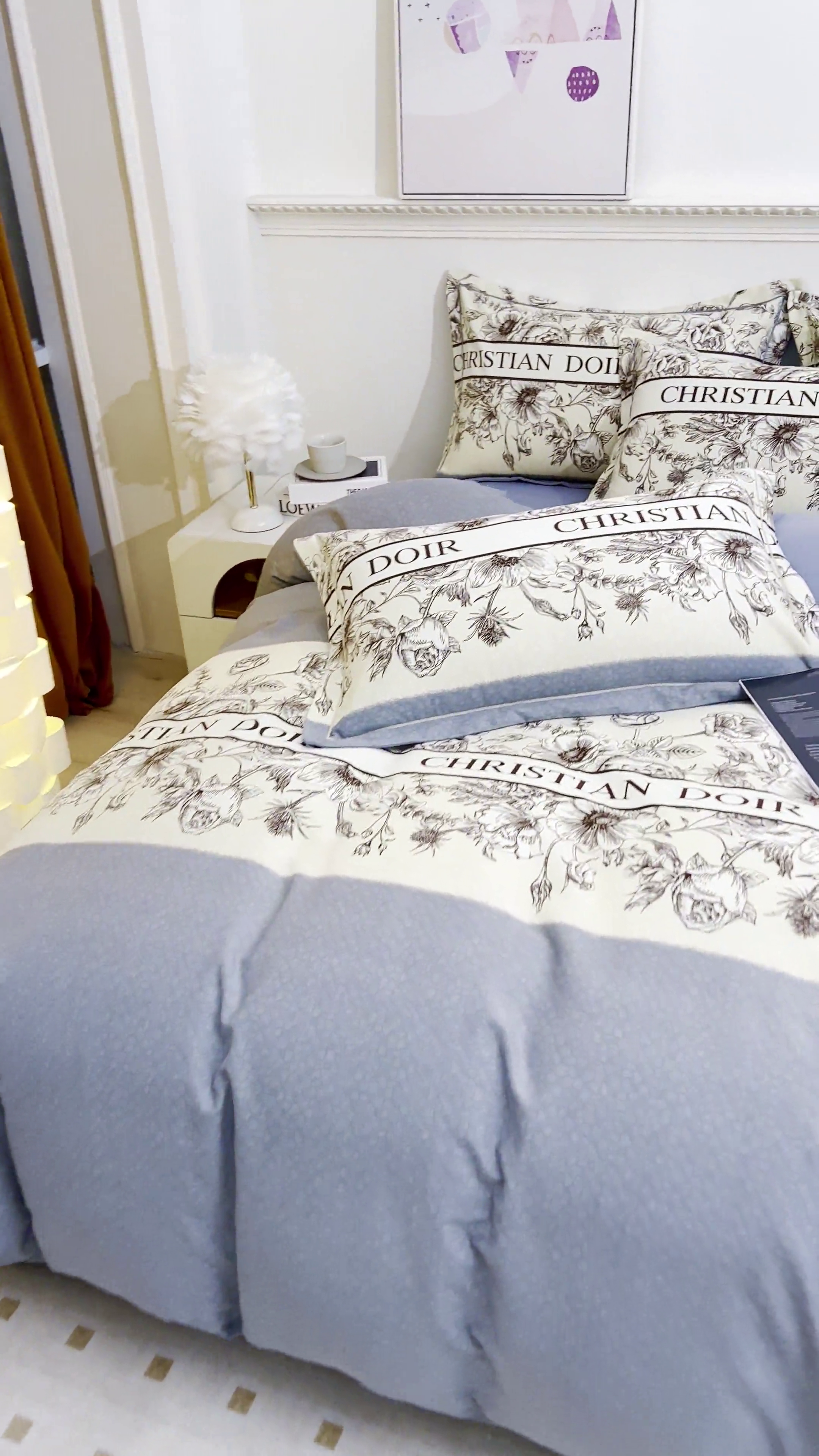 91家纺网 家纺一手货源 找家纺 雲归梦 2023新款全棉AB版加厚四件套 赫本 灰