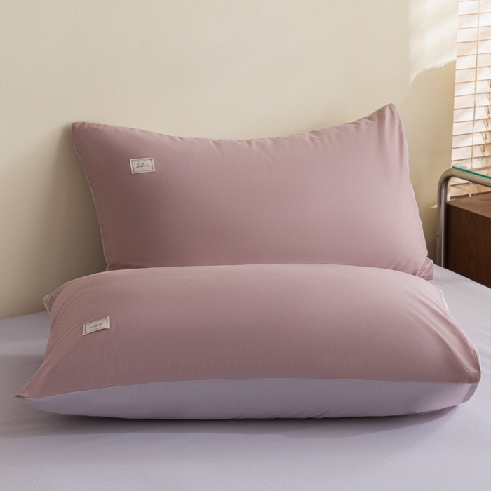 91家纺网 家纺一手货源 找家纺 ab家纺 2024新款40支全棉水洗棉双拼四件套 豆沙香芋紫