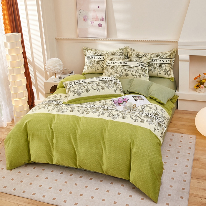 91家纺网 家纺一手货源 找家纺 雲归梦 2023新款全棉AB版加厚四件套 赫本 绿