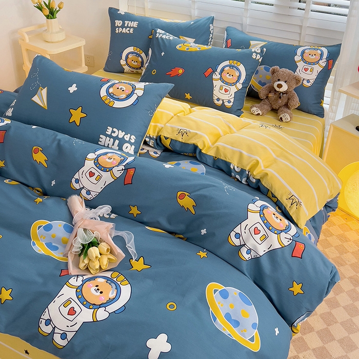 91家纺网 家纺一手货源 找家纺 西引力 2024新款全棉卡通印花单被套 宇航员